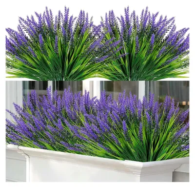 Produktbild von 8 Bündel Künstliche Lavendel Kunstblumen für Außenbereich Wetterfest