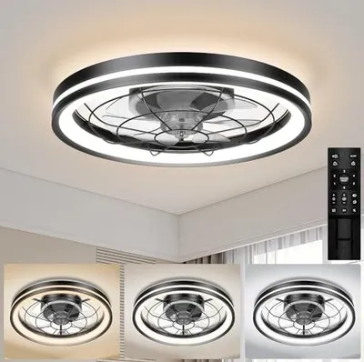 Produktbild von 48 cm Deckenlüfterbeleuchtung Fernbedienung, ruhiger, dimmbarer Lichtventilator, modernes Schlafzimmer, Wohnzimmer, reversibler DC -Motor