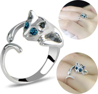 Produktbild von Ringe Schönes Kätzchen-Design, Legierung, Uni, modischer Ring als Geschenk
