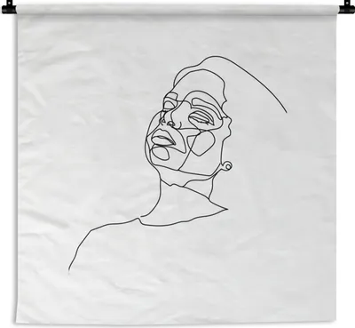 Produktbild von MuchoWow® Wandteppich Wandbehang Frau - Abstrakt - Linienkunst 150x150 cm Tapisserie Dekoration Wandtuch - Wohnaccessoires - Modernes