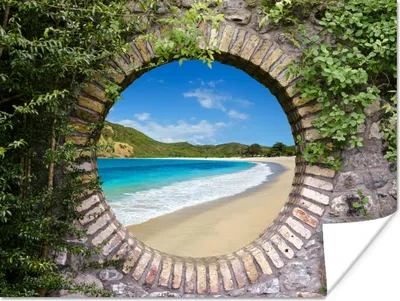 Produktbild von MuchoWow® Poster Strand - Meer - Blick 80x60 cm - Kunst für zu Hause
