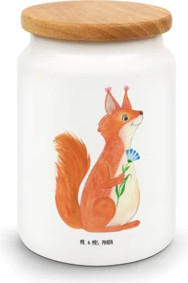 Produktbild von Mr. & Mrs. Panda Dose Eichhörnchen Blume - Weiß - Geschenk, Keksdose, Vorratsbehälter, Motivation Sprüche, Spaß, Lachen, Spruch Positiv, zuckerdose, Eichhorn, Lustige