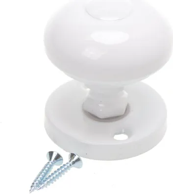 Produktbild von Aqbau® Türknopf auf Rundrosette Knopfdrücker Türknauf Weiß