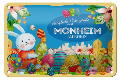Produktbild von Blechschild Ostern Ostergrüße 18x12cm MONHEIM AM RHEIN Geschenk Deko