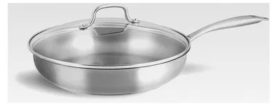 Produktbild von Edelstahl Bratpfanne Ø 28 cm mit Glasdeckel – Induktion, Ofenfest bis 250°C, Unbeschichtet und Kratzfest für Anbraten und gleichmäßige Hitzeverteilung