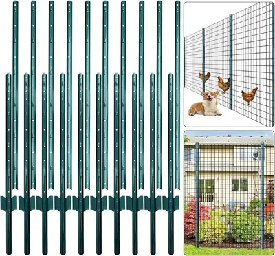 Produktbild von U-Pfosten Set 10 Stück 182 cm für Gartenzäune Zaunpfosten, Robuste Metallpfosten Stahl für Hühnerställe, Gärten, Gärtnereien