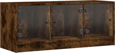Obrázek produktu pro vidaXL TV skříňka se skleněnými dvířky, kouřový dub 102x37x42 cm
