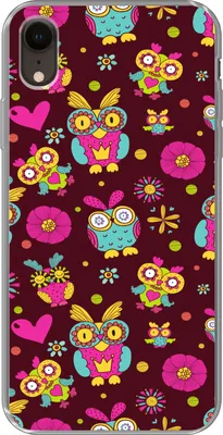 Produktbild von MuchoWow® Handyhülle Schutzhülle Hülle für Telefoonhoesje iPhone XR Mädchen - Eule - Schokolade - Muster - Mädchen - Kind - Kinder Silikon Softcase Handy Hülle - Schutzdeckel