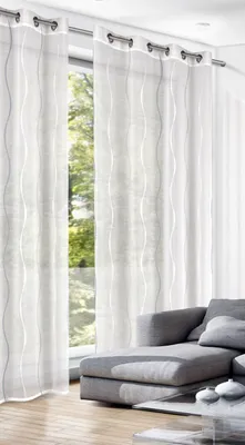 Produktbild von Ösenschal "Welle" - Vorhang mit Ösen - Größe (HxB): 280x135cm Farbe: Blau