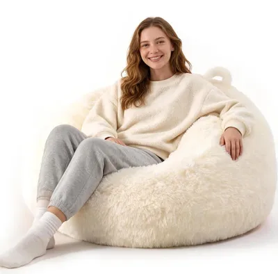 Immagine prodotto di Pouf contenitore per peluche, 2-in-1 (beige)