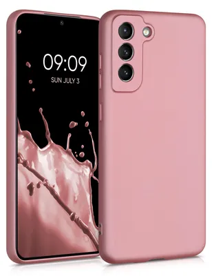 Produktbild von kwmobile Handyhülle für Samsung Galaxy S21 FE Hülle - Silikon Case metallisch schimmernd - Schutzhülle Cover - Metallic Rosegold