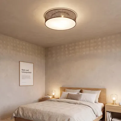 Produktbild von MinteVolt Deckenleuchte Ø50cm Natur Rattan 3-flammig Boho Japandi Landhaus