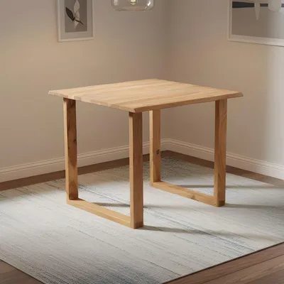 Produktbild von Esstisch Graz | 90 x 90 cm | Akazienholz massiv | Farbe: Natur | echte Baumkante | U-Gestell Holz | pflegeleichter Esszimmertisch/Baumkantentisch/Küchentisch