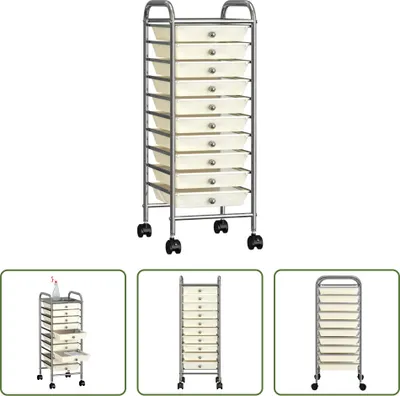 Immagine prodotto di The Living Store Carrello a 10 cassetti in plastica bianca