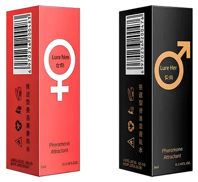 Productafbeelding van Een set parfums met feromonen Lure Him en Lure Her verleidelijke parfums voor mannen en vrouwen die de aantrekkingskracht vergroten.