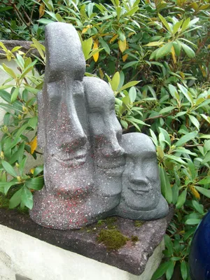 Produktbild von Dekofigur Köpfe 3er Statue, Skulptur, Dekoköpfe Stein-Optik grau 42 cm