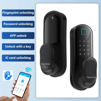 Obrázok produktu pre Inteligentný zámok dverí Bezkľúčová vstupná kľučka s 2 kartami a kľúčom Biometrická aplikácia Diaľkové ovládanie WiFi pre spálňu so šírkou 30-60 mm