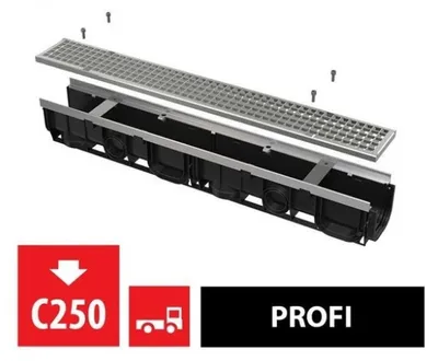 Obrázok produktu pre Vonkajší žľab PROFI s kovovým rámom a pozinkovaným roštom C250