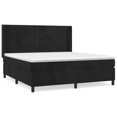 Image de vidaXL Lit boxspring avec matelas noir 160x200 cm velours