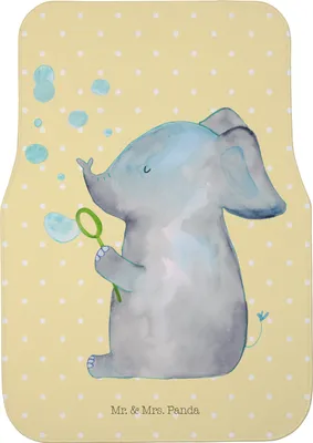 Produktbild von Mr. & Mrs. Panda Automatte Elefant Seifenblasen - Gelb Pastell - Geschenk, Fußmatte Fürs Auto, Liebe, Liebesspruch, Tiere, Dickhäuter, Auto-Fußmatte, Autoteppich, Heimat