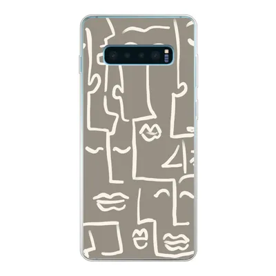Produktbild von MuchoWow® Handyhülle Schutzhülle Hülle für Samsung Galaxy S10 Plus Gesicht - Kopf - Strichzeichnung Silikon Softcase Handy Hülle - Schutzhülle