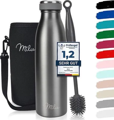 Produktbild von Famanu Thermosflasche 750 ml - Doppelwandig, rostfreier Edelstahl, inkl. Reinigungsbürste