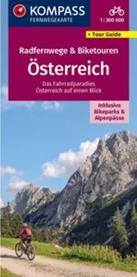 Produktbild von KOMPASS Radfernwegekarte Radfernwege & Biketouren Österreich - Übersichtskarte 1:300.000