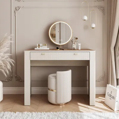 Produktbild von Idohome Schminktisch, Konsolentisch mit Schublade, Kosmetiktisch , Frisiertisch, Schminkkommode modern, in Farbe Kaschmir/Eichenfarbe Whisky - Avena