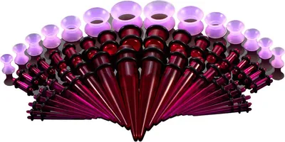 Obrázek produktu pro ele ELEOPTION Ear Stretcher Set Ear Taper 18 Pairs Stretch Rod Set Acrylic Silicone Ear Piercing 1,6 mm-10 mm se 7 páry Flared Tunnel Plug set 3 mm-12 mm, růžová a černá