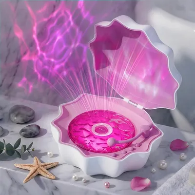 Produktbild von LED Wellenprojektor mit Weißem Rauschen, Bluetooth Lautsprecher & Nachtlicht, Aurora Projektor für Schlafzimmer, Entspannung & Schlafhilfe, Rosa
