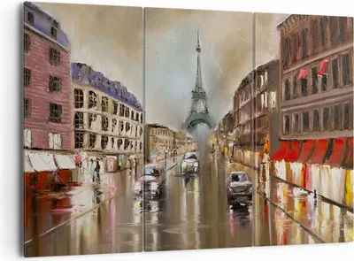 Produktbild von Bild auf Leinwand - Leinwandbild - Paris Turm Straße - 165x110cm - Wand Bild - Wanddeko - Leinwanddruck - Bilder - Kunstdruck - Wanddekoration - Leinwand bilder - Wandkunst - CE165x110-3431