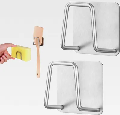 Produktbild von 2 Stück Schwammhalter Spülbecken, Edelstahl Schwammhalter, Multifunktionaler Sponge Holder, Selbstklebend Lappenhalter Spülbecken, Spülschwammhalter, für Bürsten,Drahtseile,Schäler