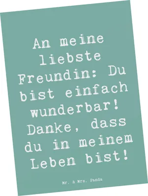 Produktbild von Mr. & Mrs. Panda Postkarte Spruch Liebste Freundin - Meeresbrise - Geschenk, Dankeschön, Ansichtskarten, Aufmerksamkeit, Liebe, einzelkarte, Wertschätzung, Danke sagen