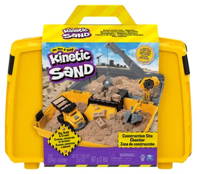Produktbild von Kinetic Sand Inhalt: , faltbare Sandkiste für Baustellen mit Fahrzeug und 907 g für Kinder, Kinetischer Sand für Kinder, 4 Jahr(e), Braun