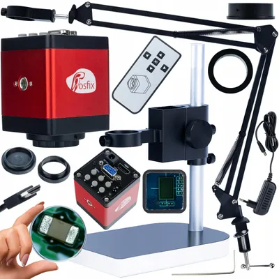 Produktbild von Rosfix Set Mikroskoparm ODM-180X + Plattform ODM-100X + Kamera Draco RED PRO 2MP – HDMI/VGA | C-Mount | 50mm Halterung u.a.