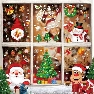 Image de 245 autocollants pour fenêtres de Noël Autocollants PVC double face 9 feuilles