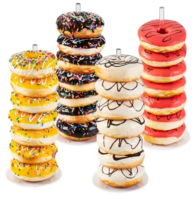 Obrázok produktu pre Akryllový stojan na donuty – 4 kusy, ideálne na oslavy – priehľadný