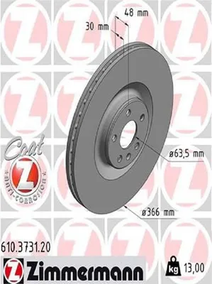 Produktbild von 2x ZIMMERMANN Bremsscheibe 610.3731.20 für VOLVO XC90 II (256) XC60 II (246)