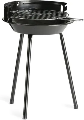 Immagine prodotto di Barbecue a carbonella rotondo e portatile per 2-3 persone – Ø 27 cm, piastra di cottura ribaltabile, pratico paravento, piedini robusti