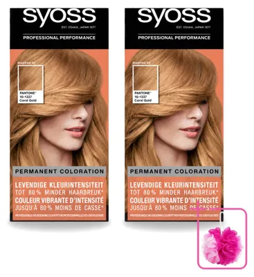 Zdjęcie produktu dla 2 opakowania farby do włosów Syoss Pantone 9-67, kolor: koralowy złoty - zestaw ekonomiczny, 2 sztuki