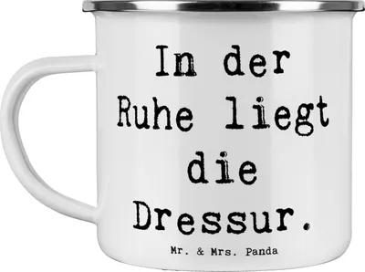 Produktbild von Mr. & Mrs. Panda Reisebecher Spruch Reitlehrerin Ruhe - Weiß - Geschenk, Gelassenheit, Beruf, Pott, Emaille Becher, emaillebecher, Tasse, Vertrauen beim Reiten, Lehrer