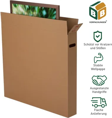 Produktbild von 20 x Bilderkarton (915 x 200 x 860 mm) stabil 2-wellig Versandkarton Bilder Gemälde Paket DHL braun Transport Umzug BB-Verpackungen