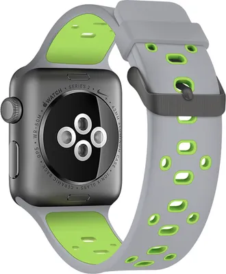 Produktbild von Armband für Apple Watch Series 8 7 6 5 4 3 2 1 SE - Silikon Ersatzarmband Premium Silicon Band Armband - Grau/Grün - 38mm 40mm 41mm