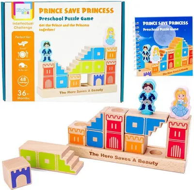 Obrázok produktu pre Veľké drevené bloky výzva hra Princ zachraňuje princeznú