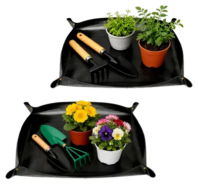 Produktbild von 2 Stück Pflanzmatte Umtopfmatte Wasserdicht Faltbare Pflanzunterlage Gartenmatte (100cm x 100cm)