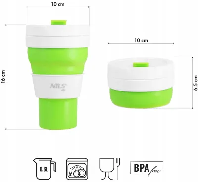 Produktbild von NILS NC4103 Faltbarer Silikonbecher 600ml BPA-frei Reisebecher