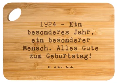 Produktbild von Mr. & Mrs. Panda Schneidebrett Spruch 1924 Geburtstag - Transparent - Geschenk, handgefertigte Geschenke, besonderer, Holzbrett, schneidbrett, Alter, holzschneidebrett