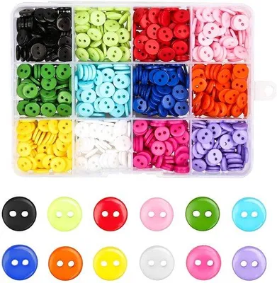 Produktbild von 960 Stück 9 mm rund PVC Knöpfe DIY Kinderknöpfe Näherknöpfe Nähereinheit für Kinderkleidung Knopfhalter PVC Box
