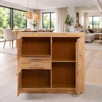 Produktbild von Hochkommode 3 Türen 1 Schubkasten Sideboard Kernbuche teilmassiv #1428