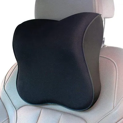 Image de Coussin de nuque Unyqoos® pour appuie-tête de voiture – 100 % mousse à mémoire de forme, support cervical ergonomique, soulage les douleurs cervicales, sangles réglables et housse lavable, couleur noire